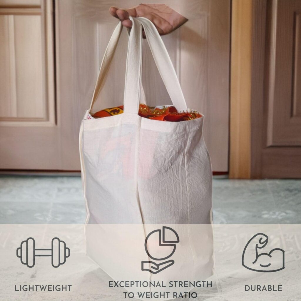 Foldable Grocery Bag Reusable Cotton Canvas Tote Bags