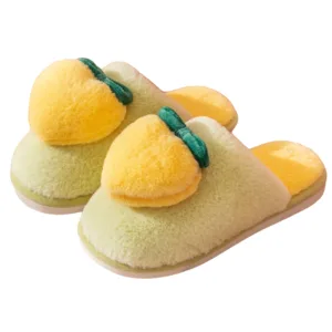 Green-Fuzzy-Peach-Slippers