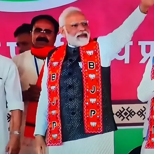 GEJUFF BJP Embroidery Pataka with Modi and Lotus Symbol