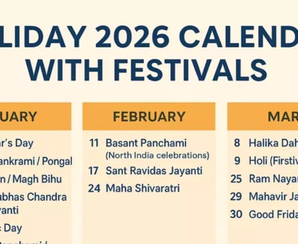 Holiday 2026 Calendar with Festivals