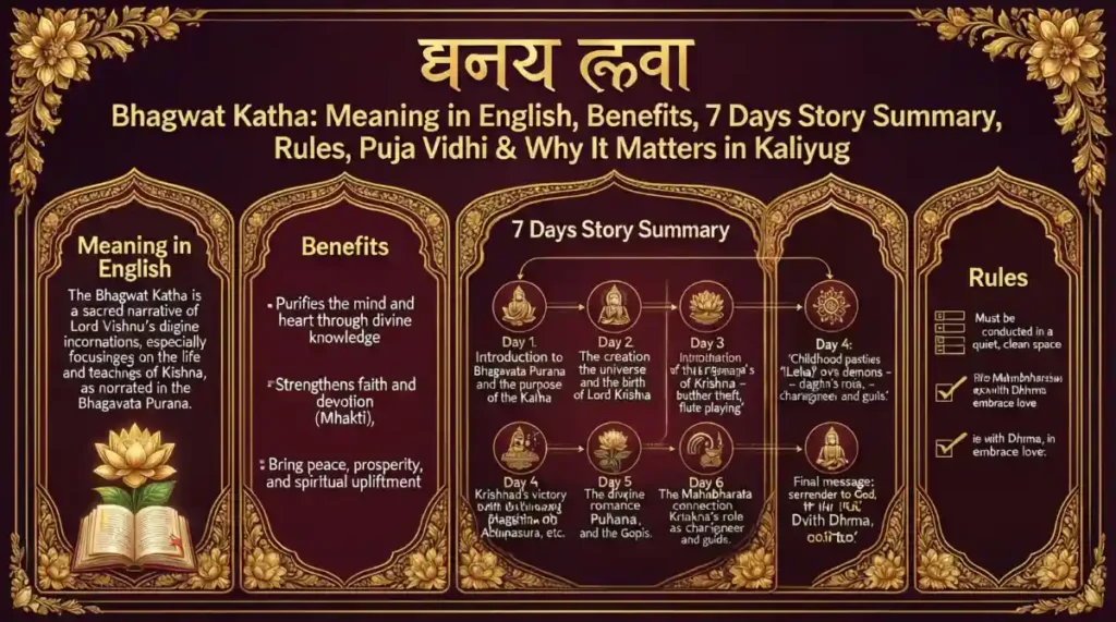 Bhagwat Katha: Meaning in English, Benefits, 7 Days Story Summary, Rules, Puja Vidhi & Why It Matters in Kaliyug
