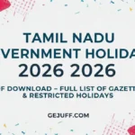 Tamil Nadu Government Holidays 2026 PDF Download
