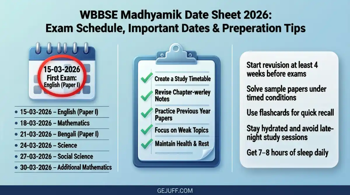 WBBSE Madhyamik Date Sheet 2026