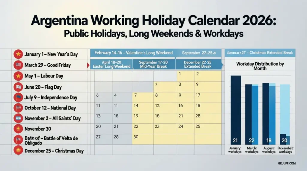 Argentina Working Holiday Calendar 2026: Public Holidays, Long Weekends & Workdays