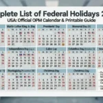 Complete List of Federal Holidays 2026