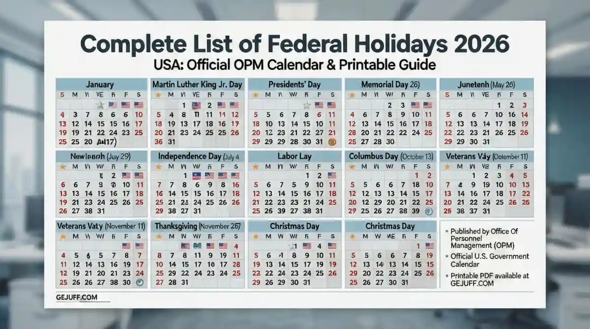 Complete List of Federal Holidays 2026