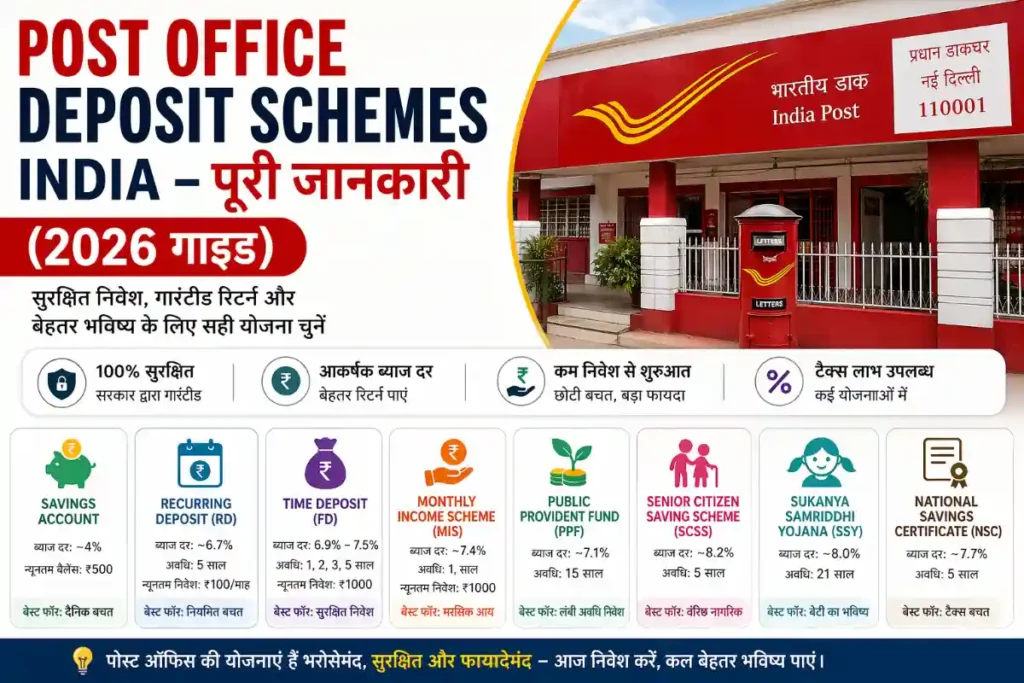 Post Office Deposit Schemes India 2026 💰 | पूरी List, Interest Rate और Best Investment Plan