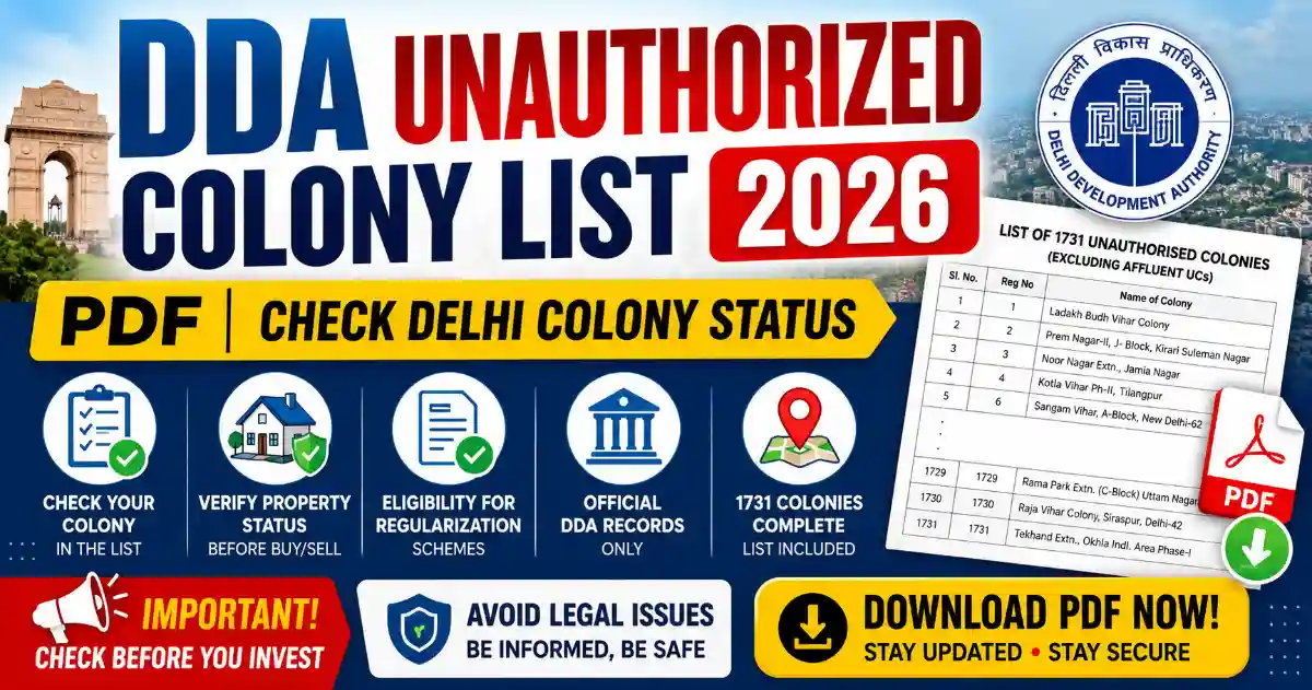 DDA Unauthorized Colony List 2026 PDF